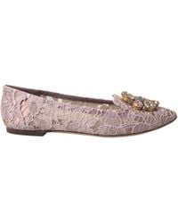 Dolce & Gabbana - Lace Crystal Ballet Flats Loafers Shoes - Lyst