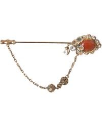 Dolce & Gabbana - Brass Crystal Chain 925 Sterling Pin Brooch - Lyst