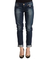 Acht - Blue Washed Low Waist Skinny Denim Folded Hem Jeans - Lyst