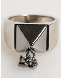 Dolce & Gabbana - Tone Pyramid Dg Logo Real Brass Ring - Lyst