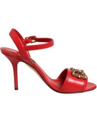 Dolce & Gabbana - Red Leather Dg Amore Heels Sandals Shoes - Lyst