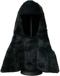 Dolce & Gabbana - Black Weasel Fur Whole Head Wrap Hat - Lyst