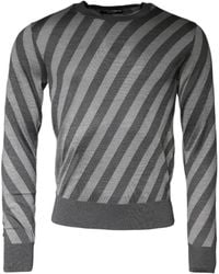 Dolce & Gabbana - Stripes Long Sleeve Round Neck Pullover Sweater - Lyst