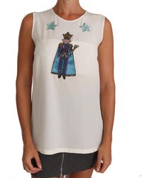 Dolce & Gabbana - Enchanted Sequined Silk Sleeveless Top - Lyst