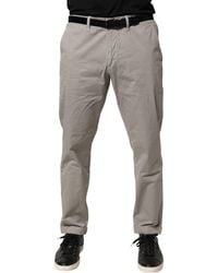 Jeckerson - Gray Cotton Stretch Tapered Fit Men Chino Trouser Pants - Lyst