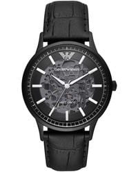 Emporio Armani - Elegant Leather Mechanical Timepiece - Lyst