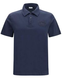 Burberry - Blue Cotton Polo Shirt - Lyst
