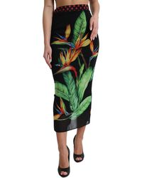 Dolce & Gabbana - Black Strelitzia High Waist Pencil Cut Skirt - Lyst