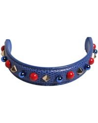 Dolce & Gabbana - Blue Embellished Leather Bag Handle Shoulder Strap - Lyst