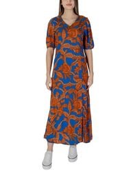 B.Young - Blue Viscose Long Dress - Lyst