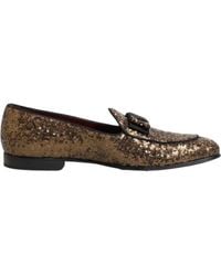 Dolce & Gabbana - Gold Sequined Slip On Loafers Men Dress Shoes - Lyst