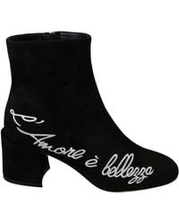 Dolce & Gabbana - Embroidered Ankle Boots - Lyst