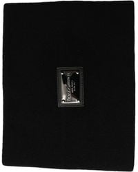 Dolce & Gabbana - Black Cashmere Logo Plaque Neck Warmer Scarf - Lyst