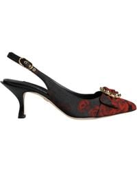 Dolce & Gabbana - Floral Crystal Heel Slingback Shoes - Lyst