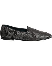Dolce & Gabbana - Silver Jacquard Leather Slip On Loafers Shoes - Lyst