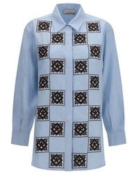 ALÉMAIS - Blue Linen Pattern Shirt - Lyst