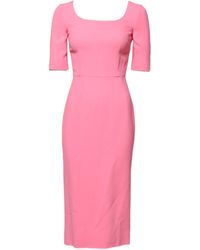 Dolce & Gabbana - Viscose Short Sleeve Sheath Midi Dress - Lyst
