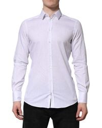 Dolce & Gabbana - White Stripes Cotton Long Sleeve Formal Shirt - Lyst