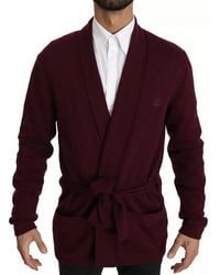 Dolce & Gabbana - Bordeaux Cashmere Crown Cardigan Sweater - Lyst