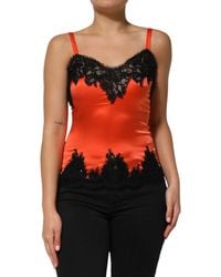 Dolce & Gabbana - Lace Trim Silk Camisole - Lyst