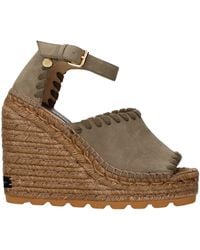 Stella McCartney - Leather Wedge Sandals - Lyst