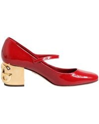 Dolce & Gabbana - Red Leather Dg Logo Heels Sandals Shoes - Lyst