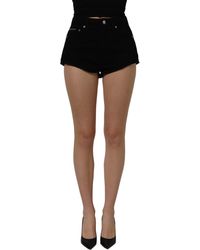 Dolce & Gabbana - Cotton Mid Rise Denim Hot Pants Shorts Elastane - Lyst