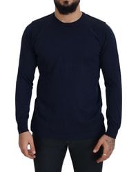 Paolo Pecora - Blue Cotton Crewneck Pullover Sweater - Lyst