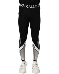 Dolce & Gabbana - Black Silver Nylon Skinny Men Leggings Pants - Lyst