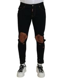 DSquared² - Black Cotton Skinny Pants - Lyst