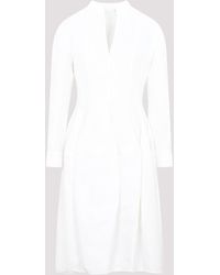 Bottega Veneta - White Cotton Shirt Dress With Long Sleeves - Lyst
