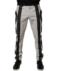 Dolce & Gabbana - Lace Detail Cotton Trousers - Lyst