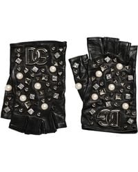Dolce & Gabbana - Pearl Embellished Wrist Length Gloves Lamb Leather - Lyst