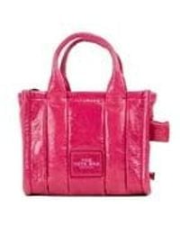 Marc Jacobs - The Shiny Crinkle Micro Tote Magenta Leather Crossbody Bag Handbag - Lyst