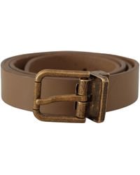 Dolce & Gabbana - Elegant Leather Belt With Brass Tone Buckle - Lyst