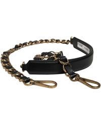Dolce & Gabbana - Black Leather Gold Chain Bag Accessory Shoulder Strap - Lyst
