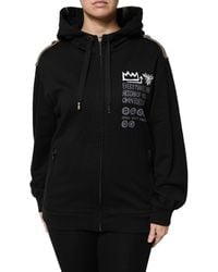 Dolce & Gabbana - Black Logo Hooded Full Zip Sweatshirt Jacket - Lyst