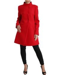 Liu Jo - Red Wool Double Breasted Long Sleeves Coat Jacket - Lyst