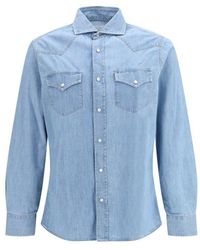Brunello Cucinelli - Blue Denim Shirt - Lyst