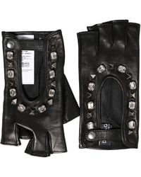 Dolce & Gabbana - Embellished Wrist Length Mitten Gloves Lamb Leather - Lyst