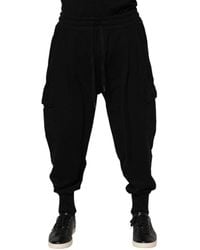 Dolce & Gabbana - Black Cotton Logo Jogger Sweatpants Pants - Lyst
