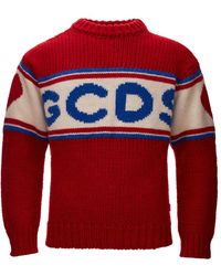 Gcds - Oversized Wool Jumper With Front Logo - Lyst
