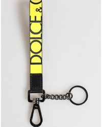 Dolce & Gabbana - Yellow Logo Nylon Silver Brass Holder Keychain Keyring - Lyst