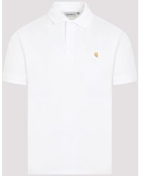 Carhartt - White And Gold S/s Chase Pique Polo - Lyst