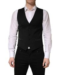 Dolce & Gabbana - Black Wool Single Breasted Men Waistcoat Vest - Lyst