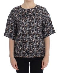 Dolce & Gabbana - Key Print Silk Blouse T-Shirt - Lyst