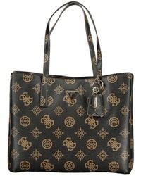 Guess - Brown Polyurethane 's Bag With Dual Handles And Spacious Compartments - Lyst