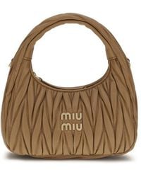Miu Miu - Beige Calf Leather Bos Taurus Shoulder Bag - Lyst