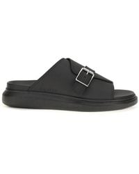 McQueen - Black Calf Leather Bos Taurus Platform Sandals - Lyst