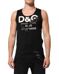 Dolce & Gabbana - Black Cotton Sleeveless Tank Top Dg Logo Men T - Lyst